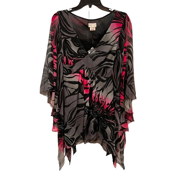 Karen Millen Tops - VTG Y2K Womens 12 Karen Millen England Asymmetrical Zebra Print Silk Top Beads